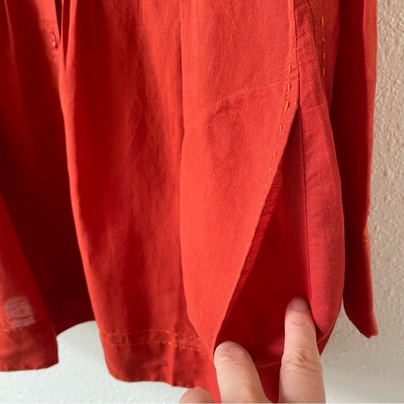 Gudrun Sjoden Shimla Artist Blouse Cotton Linen Red Size Medium Embroidered Bead - Picture 5 of 11